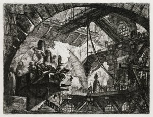 Więźniowie na wystającej platformie autorstwa Giovanni Battista Piranesi