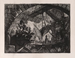 Więźniowie na platformie projekcyjnej, tablica 10 z Carceri d autorstwa Giovanni Battista Piranesi