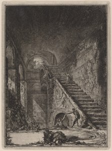 Perspektywa Klatki Schodowej zabezpieczenia wodnego w/w obudów, wymienionych w planie na Tablicy XIII z wt. G. autorstwa Giovanni Battista Piranesi