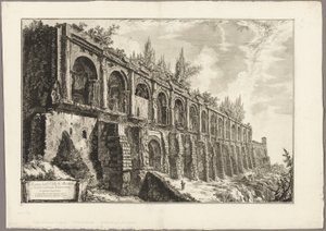 Pozostałości willi Mecenasa w Tivoli, z widoków na Rzym autorstwa Giovanni Battista Piranesi