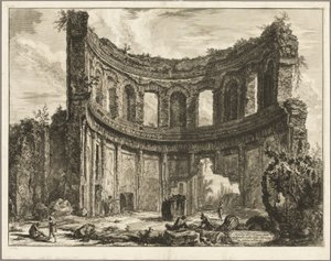 Pozostałości tak zwanej Świątyni Apolla w willi Hadriana, Tivoli, z Widoki Rzymu autorstwa Giovanni Battista Piranesi