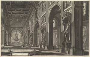 S. Giovanniego na Lateranie. Wnętrze, ca. 1768. autorstwa Giovanni Battista Piranesi