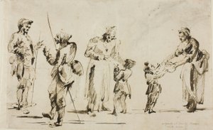 Arkusz szkiców: sześć postaci autorstwa Giovanni Battista Piranesi