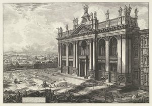 Sint-Jan van Lateranen w Rzymie Widok na fasadę bazyliki S. Giovanni Laterano (...) (tytuł na obiekcie) Gezichten op Rome (tytuł serii) Widoki Rzymu zaprojektowane i wyryte przez architekta Giambattistę Piranesiego Ve (nez) iano (tytuł serii) autorstwa Giovanni Battista Piranesi