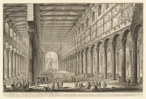 Widok wnętrza bazyliki św. Pawła za Murami autorstwa Giovanni Battista Piranesi