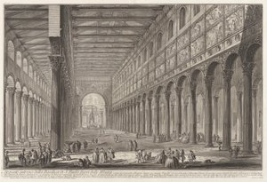 Widok wnętrza bazyliki św. Pawła za Murami autorstwa Giovanni Battista Piranesi