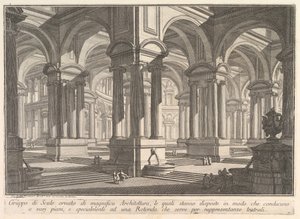 Schody ozdobione wspaniałą architekturą. . . Zespół schodów ozdobiony lunetą ..., ca. 1750. autorstwa Giovanni Battista Piranesi