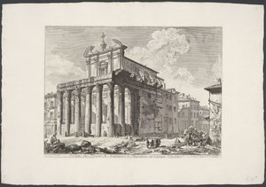 Tempel van Antoninus en Faustyna te Rome Widok świątyni Antonina i Faustyny ​​w Campo Vaccino (tytuł na obiekcie) Gezichten op Rome (tytuł serii) Widoki Rzymu zaprojektowane i wyryte przez architekta Giambattistę Piranesiego Ve (nez) iano (tytuł serii) autorstwa Giovanni Battista Piranesi