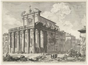 Tempel van Antoninus en Faustyna te Rome Widok świątyni Antonina i Faustyny ​​w Campo Vaccino (tytuł na obiekcie) Gezichten op Rome (tytuł serii) Widoki Rzymu zaprojektowane i wyryte przez architekta Giambattistę Piranesiego Ve (nez) iano (tytuł serii) autorstwa Giovanni Battista Piranesi