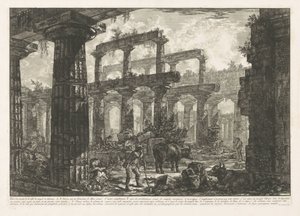 Świątynia Neptuna w Paestum Vue des restes de la Celle du Temple de Neptune (tytuł przedmiotu) Różne widoki pozostałości trzech dużych budynków wciąż stojących w Paestum (tytuł serii) Różne vues de quelques restes de trois gr autorstwa Giovanni Battista Piranesi