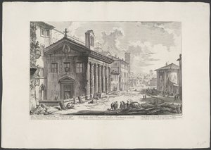 Tempel van Portunus w Rzymie Widok Świątyni Męskiej Fortuny (tytuł na obiekcie) Gezichten op Rome (tytuł serii) Widoki Rzymu zaprojektowane i wyryte przez architekta Giambattistę Piranesiego Ve (nez) iano (tytuł serii) autorstwa Giovanni Battista Piranesi