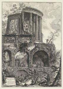 Tempel van Vesta te Tivoli Kolejny widok świątyni Sybilli w Tivoli (tytuł na obiekcie) Gezichten op Rome (tytuł serii) Widoki Rzymu zaprojektowane i wyryte przez architekta Giambattistę Piranesiego Ve (nez) iano (tytuł serii) autorstwa Giovanni Battista Piranesi
