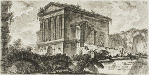 Świątynia Clitumnus między Foligno a Spoleto, tablica 26 z niektórych widoków łuków triumfalnych i innych zabytków autorstwa Giovanni Battista Piranesi