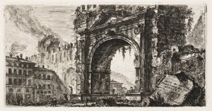 Łuk w Rimini zbudowany przez Augusta, płyta 17 z niektórych widoków łuków triumfalnych i innych zabytków autorstwa Giovanni Battista Piranesi