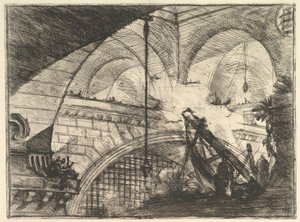Łuk z ornamentem z muszli, z wyimaginowanych więzień Carceri dinvenzione, ca. 1749-50. autorstwa Giovanni Battista Piranesi