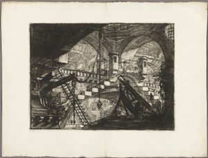 Łuk z ornamentem muszli, płyta 11 z Wyimaginowanych Więzien autorstwa Giovanni Battista Piranesi