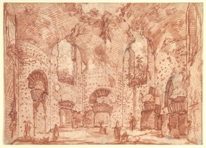 Ośmiokątna sala w małych termach w willi Hadriana (Tivoli) autorstwa Giovanni Battista Piranesi