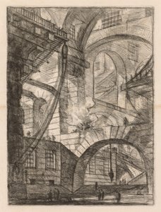 Więzienia: perspektywa łuków z dymiącym ogniem autorstwa Giovanni Battista Piranesi