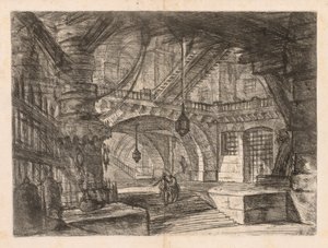 Więzienia: szeroka sala z latarniami autorstwa Giovanni Battista Piranesi