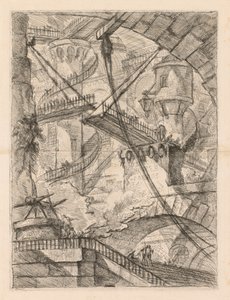 Więzienia: ogromne wnętrze z mostem zwodzonym, 1745-1750. autorstwa Giovanni Battista Piranesi