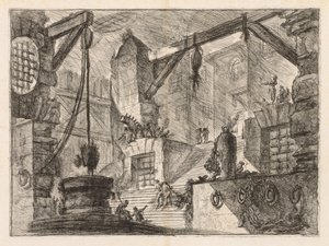 Więzienia: wnętrze z kolumnadą z szerokimi schodami autorstwa Giovanni Battista Piranesi