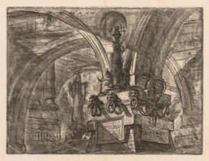 Więzienia: okrągłe łuki wyrastające z kwadratowej kolumny autorstwa Giovanni Battista Piranesi