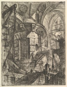 Okrągła wieża, z wyimaginowanych więzień Carceri dinvenzione, ca. 1749-50. autorstwa Giovanni Battista Piranesi