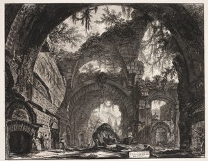 Thermen w de Villa Adriana t i Tivoli? Ruiny Galerii Posągów w Willi Hadriana w Tivoli (tytuł na obiekcie) Gezichten op Rome (tytuł serii) Widoki Rzymu zaprojektowane i wyryte przez architekta Giambattistę Piranesiego Ve (nez) iano (tytuł serii) autorstwa Giovanni Battista Piranesi