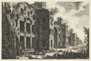 Thermen van Diocletianus te Rome Widok górnych pozostałości Łazienek Dioklecjana w S. Maria degli Angeli (tytuł na obiekcie) Gezichten op Rome (tytuł serii) Widoki Rzymu zaprojektowane i wyryte przez architekta Giambattistę Piranesiego Ve (nez) iano (seri autorstwa Giovanni Battista Piranesi