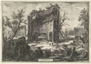 Thermen van Trajanus w Rzymie Widok resztek fabryk na drugim piętrze Terme di Tito (tytuł na obiekcie) Gezichten op Rome (tytuł serii) Widoki Rzymu zaprojektowane i wyryte przez architekta Giambattistę Piranesiego Ve (nez) iano (tytuł serii) autorstwa Giovanni Battista Piranesi