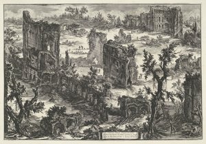 Thermen van Trajanus w Rzymie Widok na Terme di Tito (...) (tytuł na obiekcie) Gezichten op Rome (tytuł serii) Widoki Rzymu zaprojektowane i wyryte przez architekta Giambattistę Piranesiego Ve (nez) iano (tytuł serii) autorstwa Giovanni Battista Piranesi
