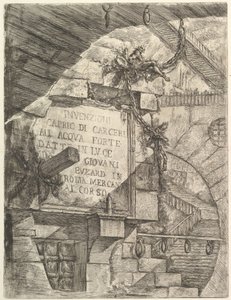 Strona tytułowa, z wyimaginowanych więzień Carceri dinvenzione, ca. 1749-50. autorstwa Giovanni Battista Piranesi