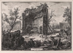 Widok pozostałości budynków na drugim piętrze Łazienek Tytusa, z Vedute di Roma (Widoki Rzymu) autorstwa Giovanni Battista Piranesi