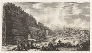 Widok pozostałości fortu pretorianów [Poecile] w Hadrian autorstwa Giovanni Battista Piranesi