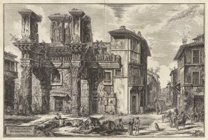 Widok na szczątki forum Nerwy z Vedute di Roma (Widoki Rzymu) autorstwa Giovanni-Battista Piranesi