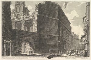 Veduta degli avanzi del Foro di Nerva, larcade et la muraille Forum Augusta [err ..., 1757. autorstwa Giovanni Battista Piranesi