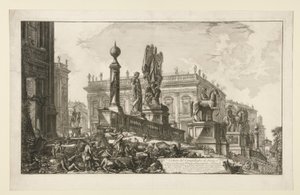 Widok na Campidoglio z boku z Vedute di Roma autorstwa Giovanni Battista Piranesi