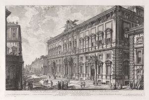 Widok Pałacu Zbudowanego na Kwirynale dla Sekretarza Briefów i Soboru Świętego), z Vedute di Roma autorstwa Giovanni Battista Piranesi