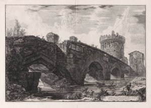 Widok na most Lugano na l autorstwa Giovanni-Battista Piranesi