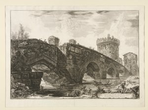 Widok na most Lugano na l autorstwa Giovanni Battista Piranesi