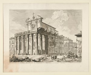 Widok na świątynię Antonina i Faustyny ​​w Campo Vaccino. (Widok na świątynię Antonina i Faustyny ​​na Forum Romanum.), Z Vedute di Roma autorstwa Giovanni Battista Piranesi