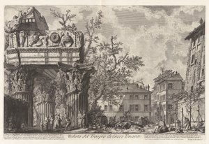 Veduta del Tempio di Giove Tonante (Widok Świątyni Jowisza Tonansa [Jowisz Gromowładny; właściwie Świątynia Wespazjana i Tytusa]), z Vedute di Roma (Widoki Rzymu) autorstwa Giovanni Battista Piranesi