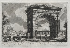 Widok na Łuk Gallienusa. autorstwa Giovanni Battista Piranesi