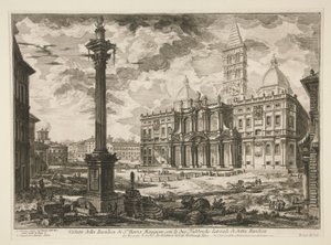 Widok na bazylikę św. Maria Maggiore z dwiema bocznymi fabrykami wspomnianej bazyliki (Widok bazyliki S. Maria Maggiore z jej dwoma bocznymi skrzydłami), z Vedute di Roma autorstwa Giovanni Battista Piranesi