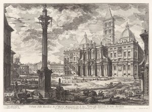 Widok bazyliki Santa Maria [Maggiore] z jej dwoma flankującymi skrzydłami), z Vedute di Roma (Widoki Rzymu) autorstwa Giovanni Battista Piranesi