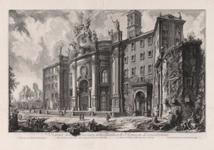 Widok Bazyliki Świętego Krzyża w Jerozolimie (Widok Fa? Ady Bazyliki Świętego Krzyża w Jerozolimie), z Vedute di Roma (Widoki Rzymu) autorstwa Giovanni Battista Piranesi