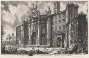 Widok fasady bazyliki Santa Croce in Gerusalemme autorstwa Giovanni Battista Piranesi