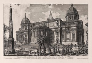 Widok z tyłu bazyliki Santa Maria Maggiore (Widok Fa? Ade z tyłu bazyliki Santa Maria Maggiore), z Vedute di Roma (Widoki na Rzym) autorstwa Giovanni-Battista Piranesi