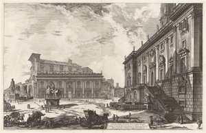Widok na Piazza del Campidoglio z Vedute di Roma (Widoki Rzymu) autorstwa Giovanni Battista Piranesi