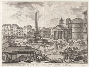 Veduta della Piazza della Rotunda (Widok na Piazza della Rotonda [z Panteonem w tle]), z Vedute di Roma (Widoki na Rzym) autorstwa Giovanni Battista Piranesi